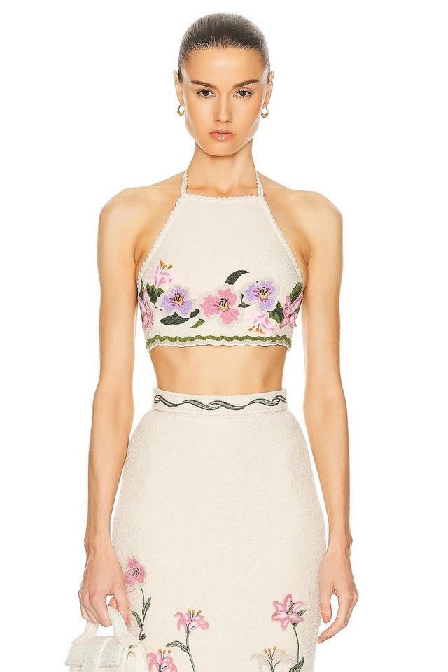 Agua by Agua Bendita Carlota Cropped Top in Cream Product Image