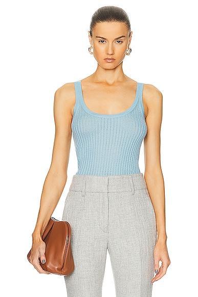 Gabriela Hearst Nevin Pointelle Tank in Blue Product Image