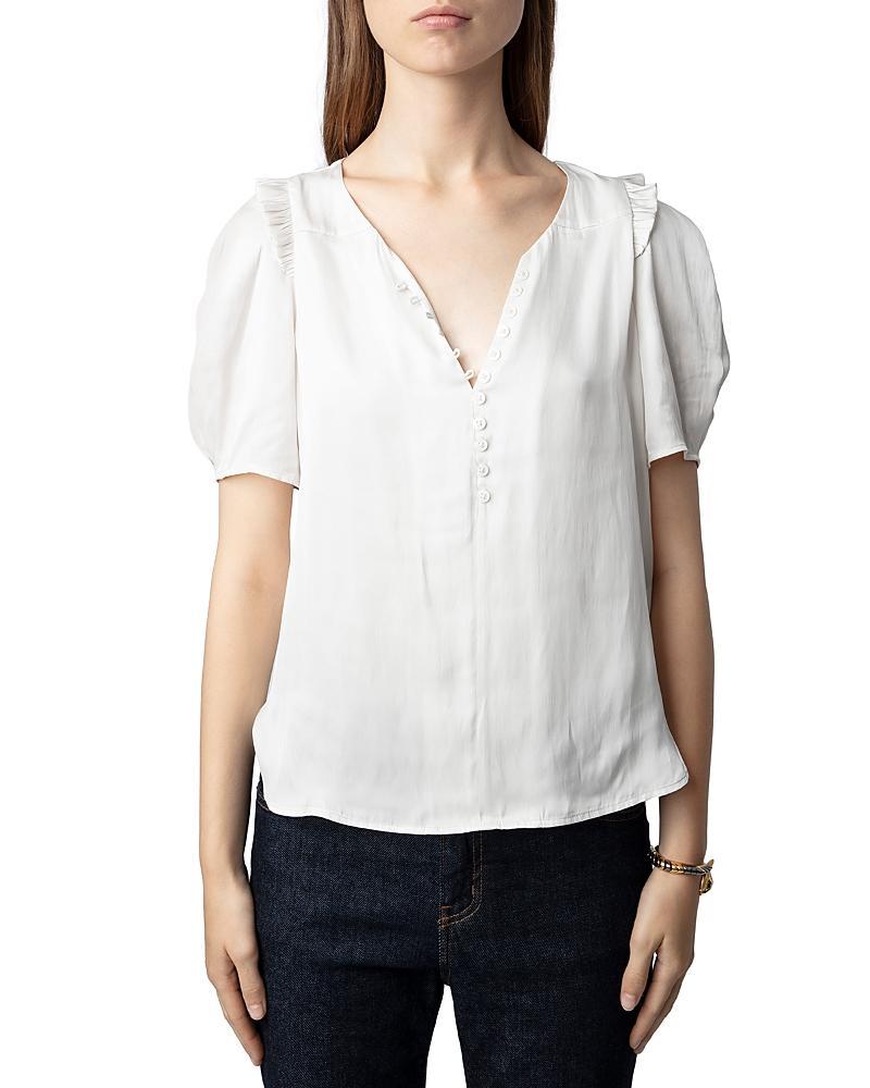 Zadig & Voltaire Twisty Satin Ruffle Top Product Image