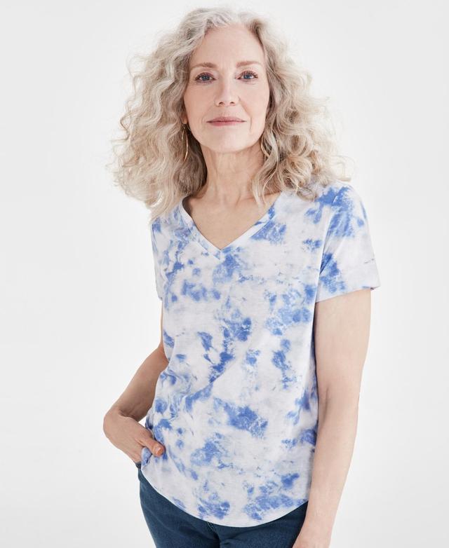 Style & Co Womens Tie-Dye V-Neck T-Shirt, Created for Macys Product Image