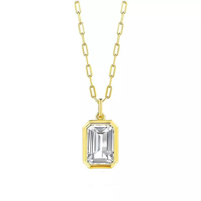 14k Gold Over Silver White Topaz Deco Necklace, Womens, Gold Tone Product Image