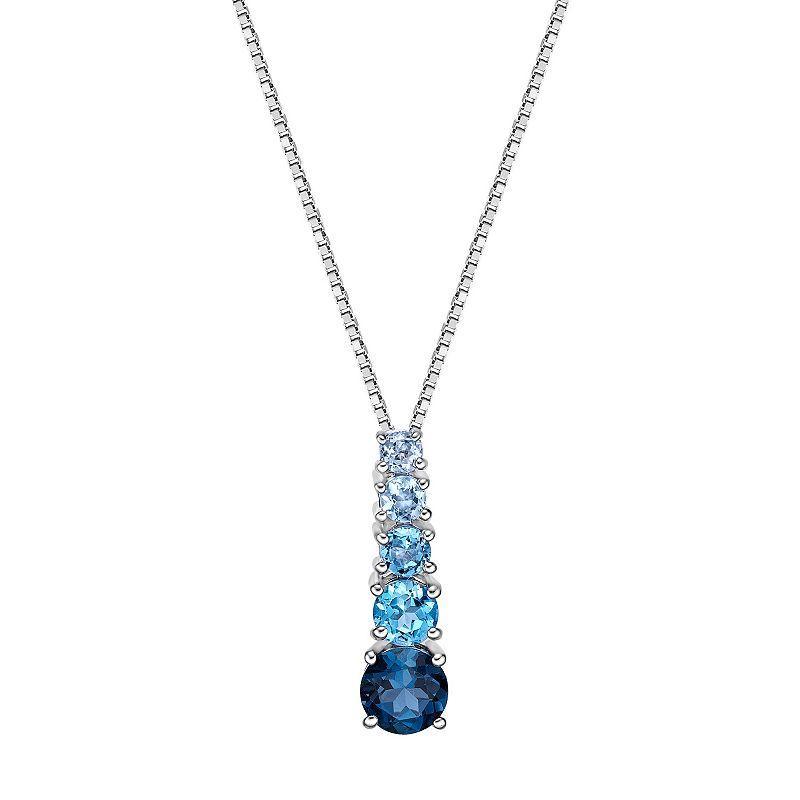 Gemminded Sterling Silver Blue Topaz Pendant Necklace, Womens Product Image