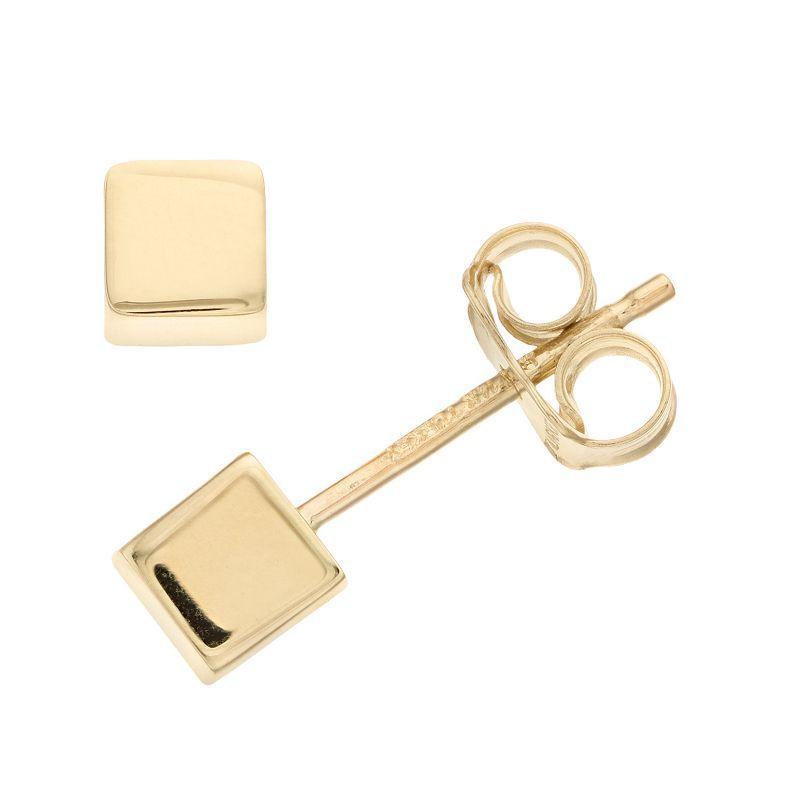 14k Gold Square Stud Earrings, Womens Product Image