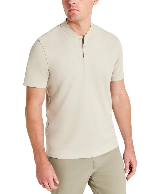 Kenneth Cole Mens Textured-Knit Bomber-Collar Performance Henley Product Image