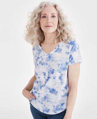 Style & Co Womens Tie-Dye V-Neck T-Shirt, Created for Macys Product Image