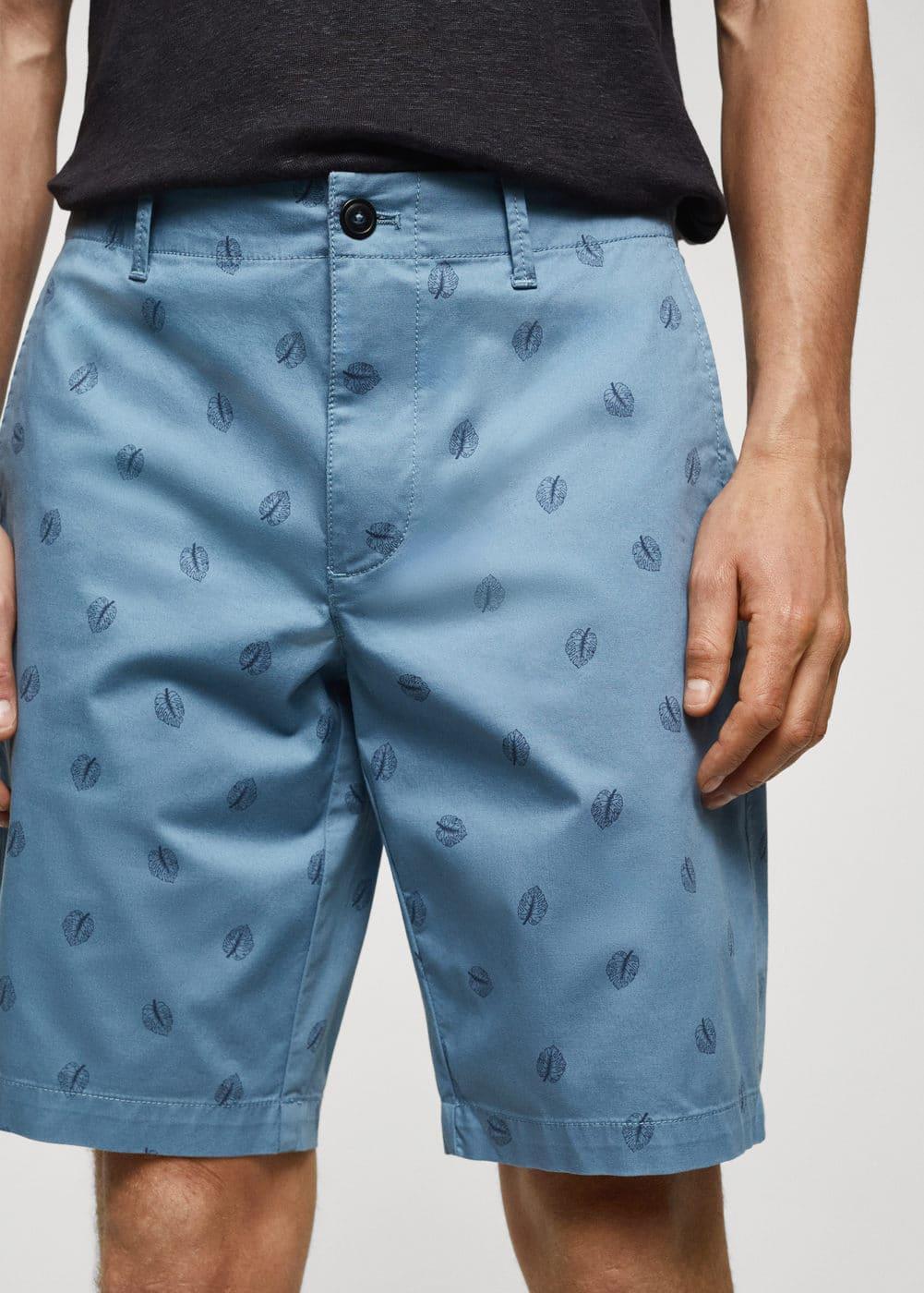 MANGO MAN - Printed cotton bermuda shorts sky blueMen Product Image