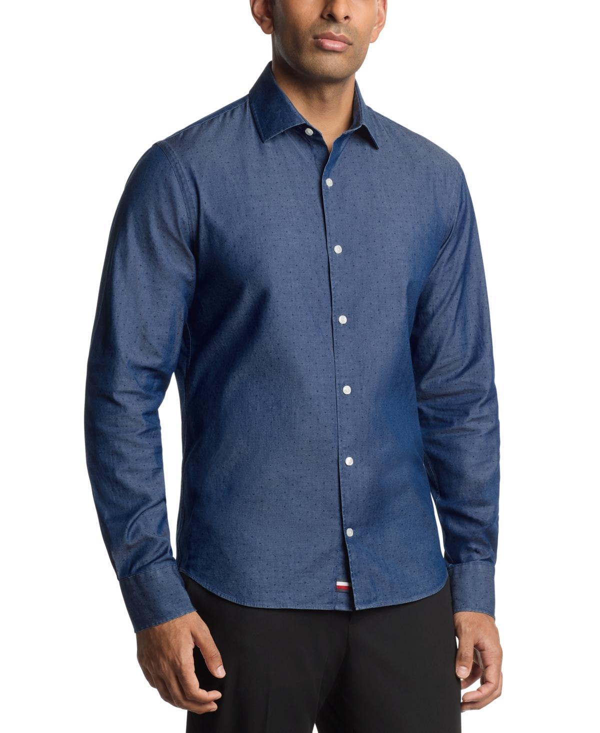 Tommy Hilfiger Mens Th Flex Regular Fit Stretch Untucked Length Dress Shirt Product Image