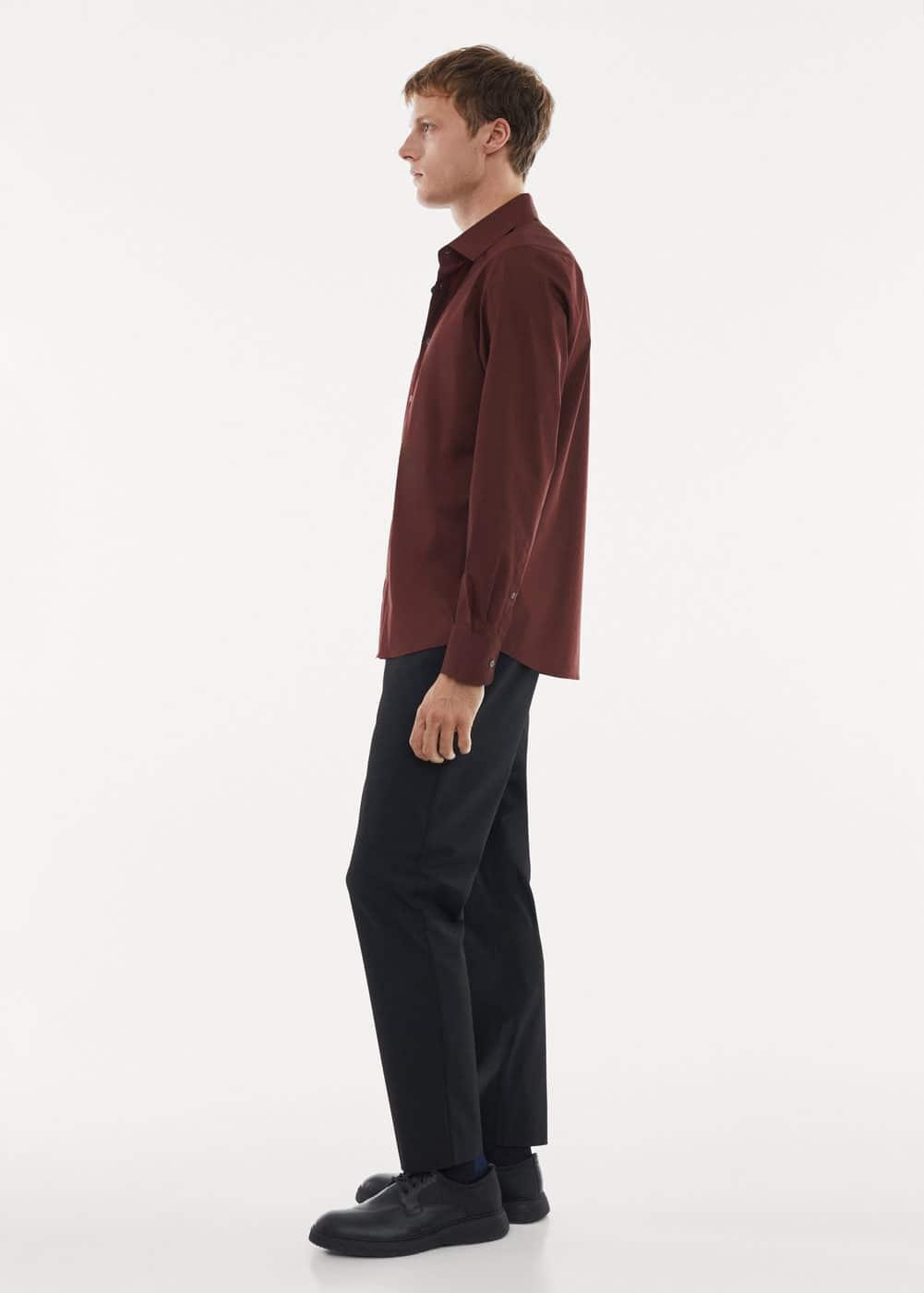 MANGO MAN - Regular-fit stretch cotton shirt maroonMen Product Image