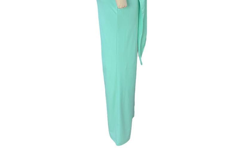 Short-Sleeve Asymmetrical Plain Wide Leg Jumpsuit Product Image