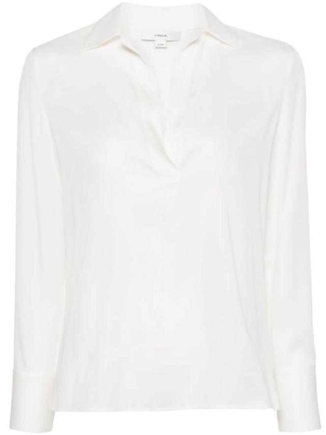 Long-sleeve Blouse In White Product Image