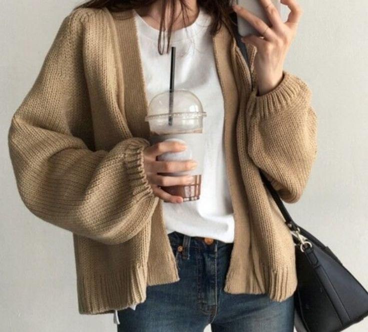 Plain Open Front Cardigan Product Image