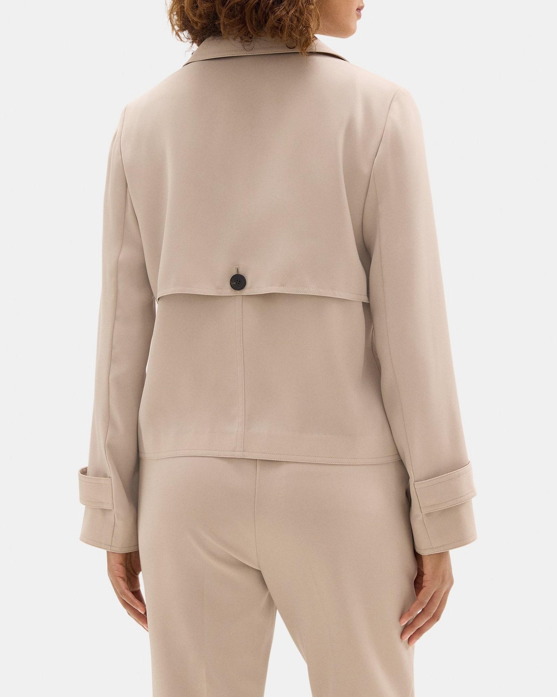 Cropped Double-Breasted Trench Coat in Crepe Product Image