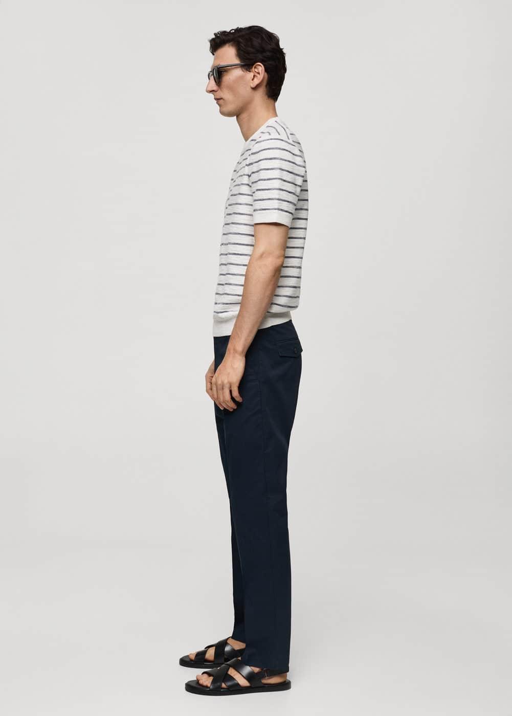 Mango Mens Striped Knit Cotton T-Shirt Product Image