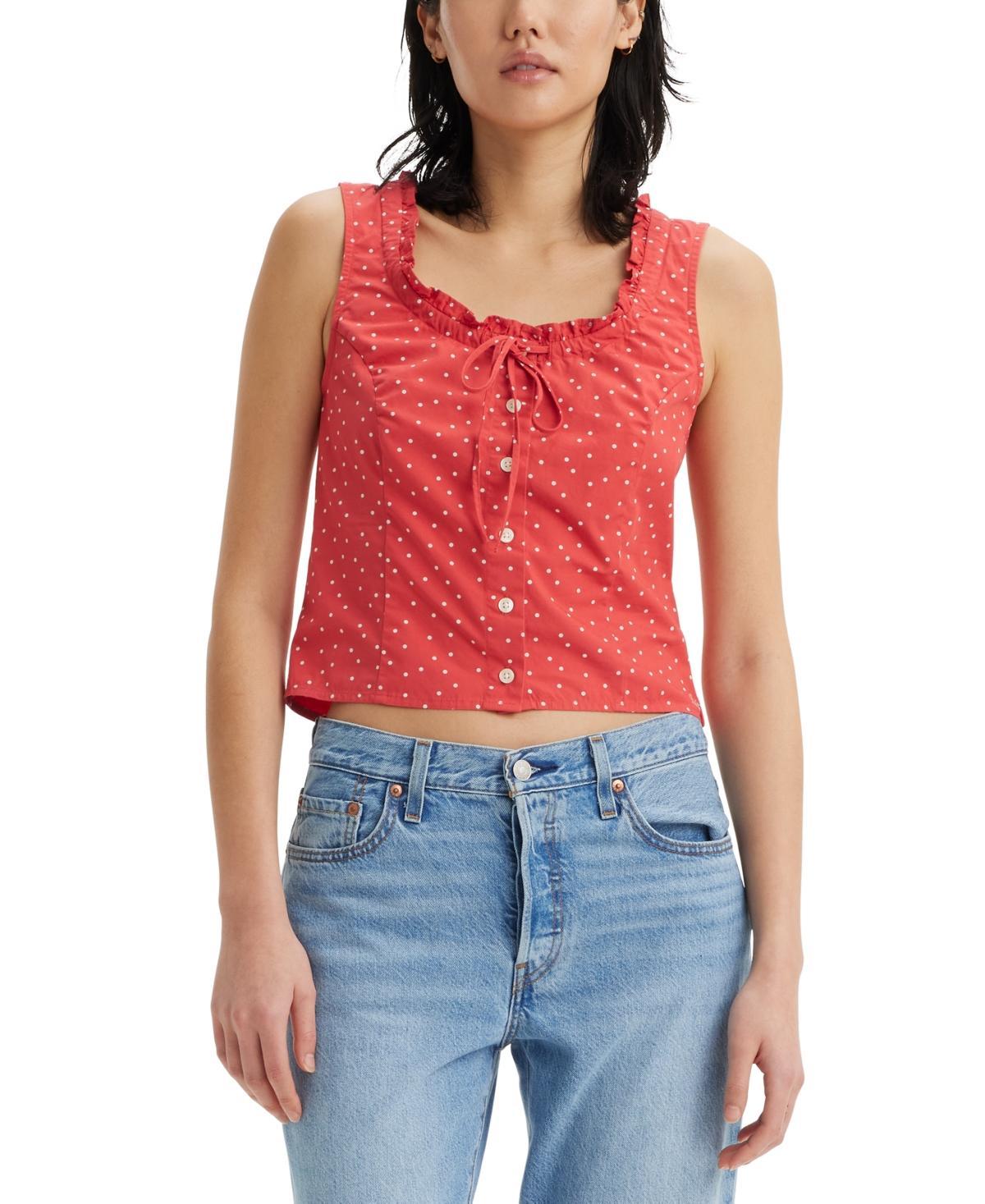 Levis Womens Shane Cotton Tie-Neck Button-Front Top Product Image