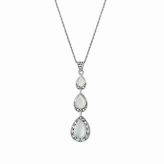 Athra NJ Inc Sterling Silver Mother-of-Pearl Triple Teardrop Necklace, Womens Product Image