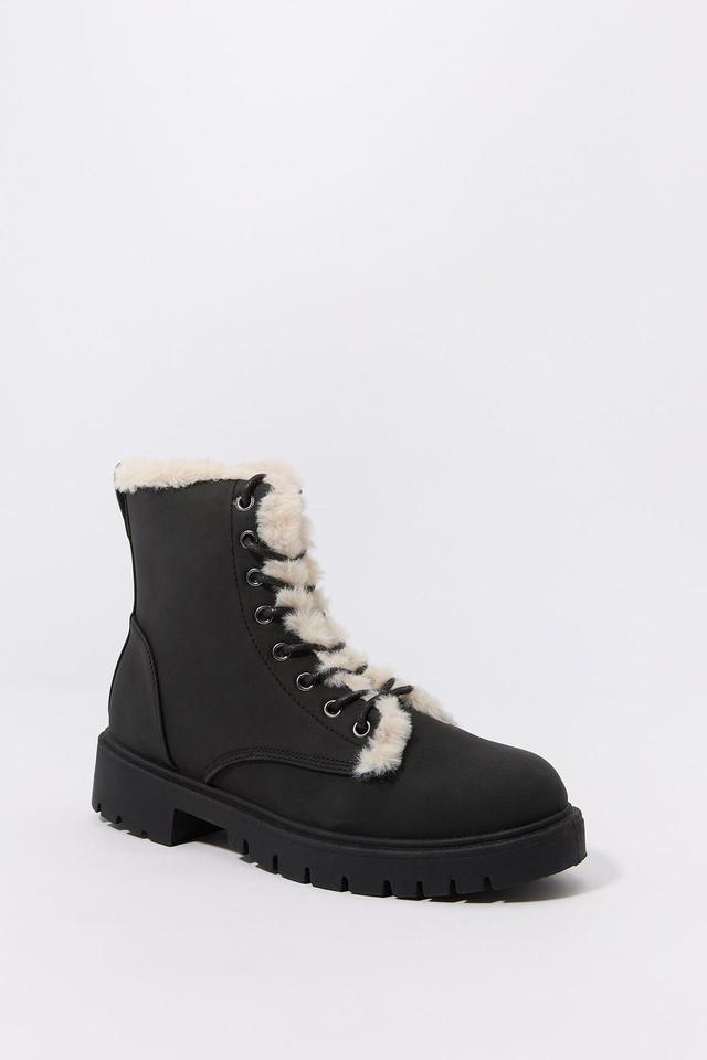 Faux Fur Lined Lace Up Boot Female Product Image