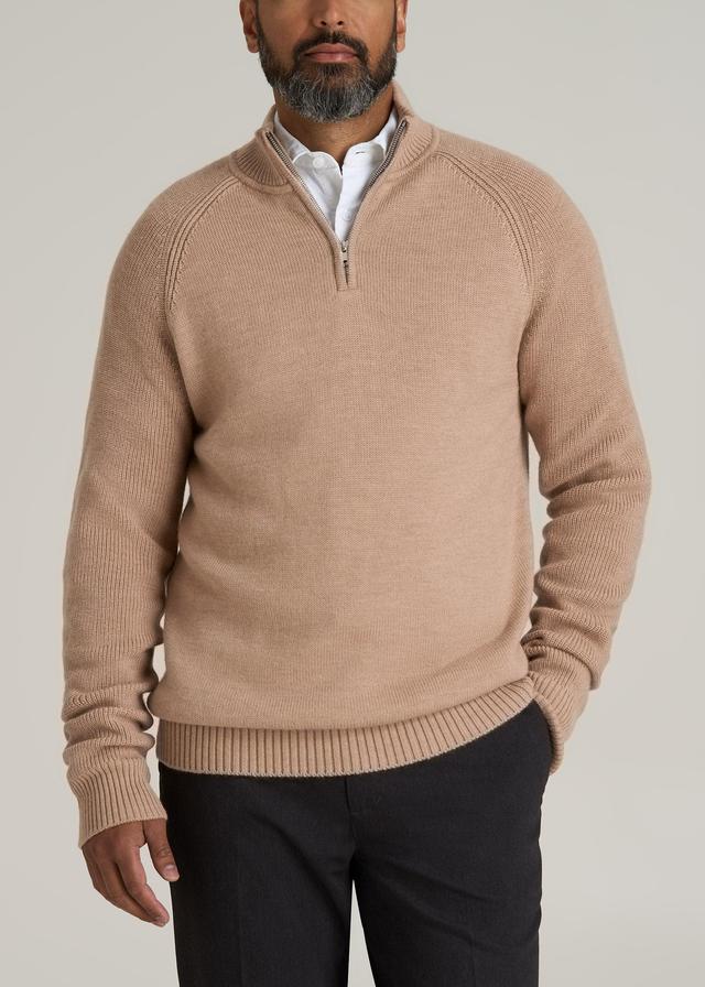 Chunky Merino Quarter Zip Sweater for Tall Men in Oat Male Product Image