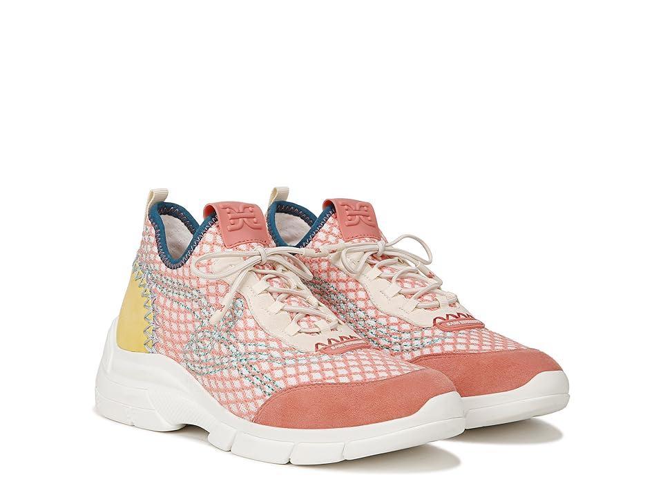 Sam Edelman Chelsie Lace Up Knit Sneaker Pink Coral/ Electric Lime Knit Product Image