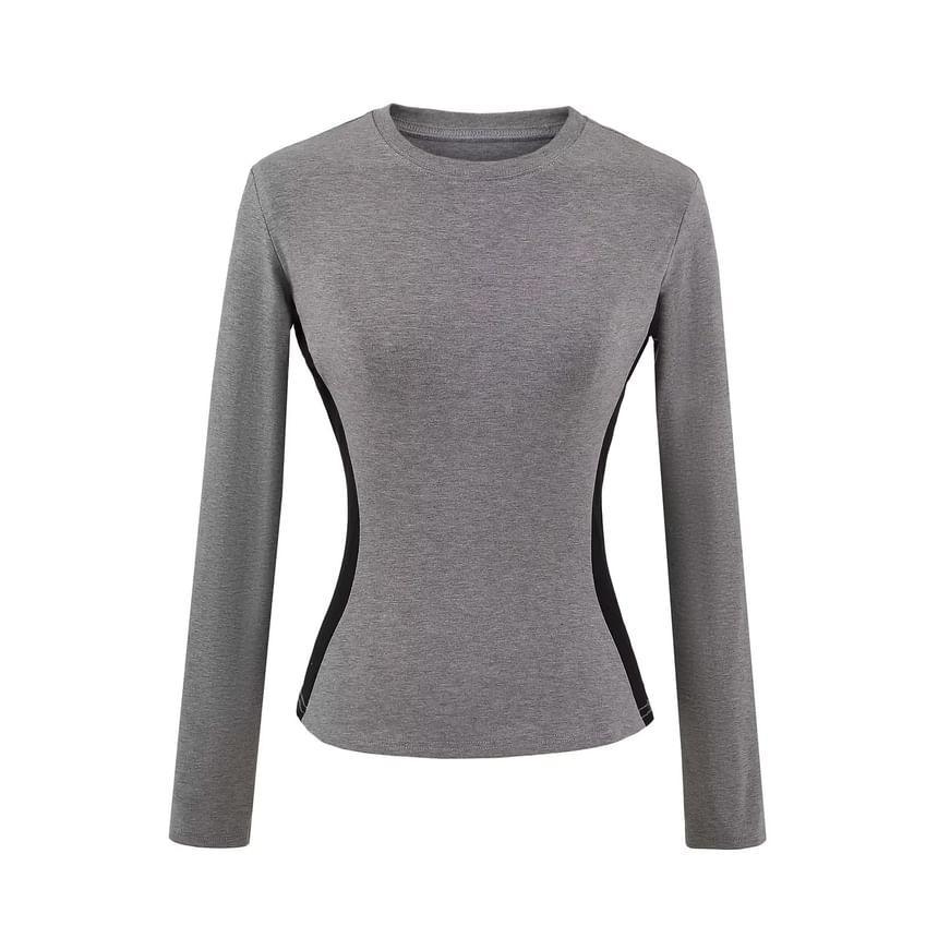 Long-Sleeve Crewneck Plain T-Shirt Product Image