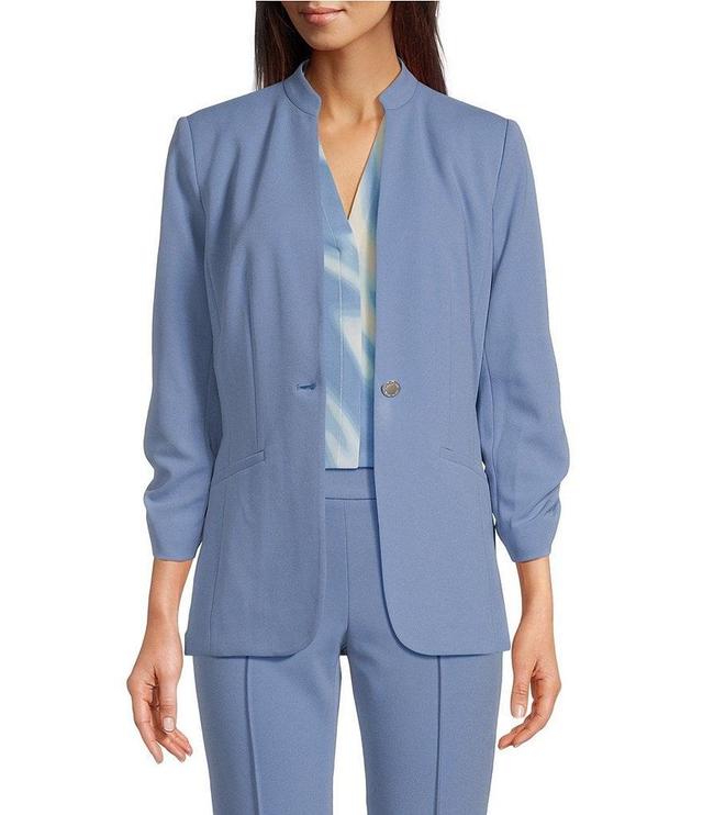 Calvin Klein Stretch Scuba Crepe Stand Collar Coordinating 3/4 Sleeve Jacket Product Image