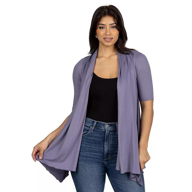 Womens 24Seven Comfort Apparel Loose Fit Open Front Cardigan with Half Sleeve Product Image