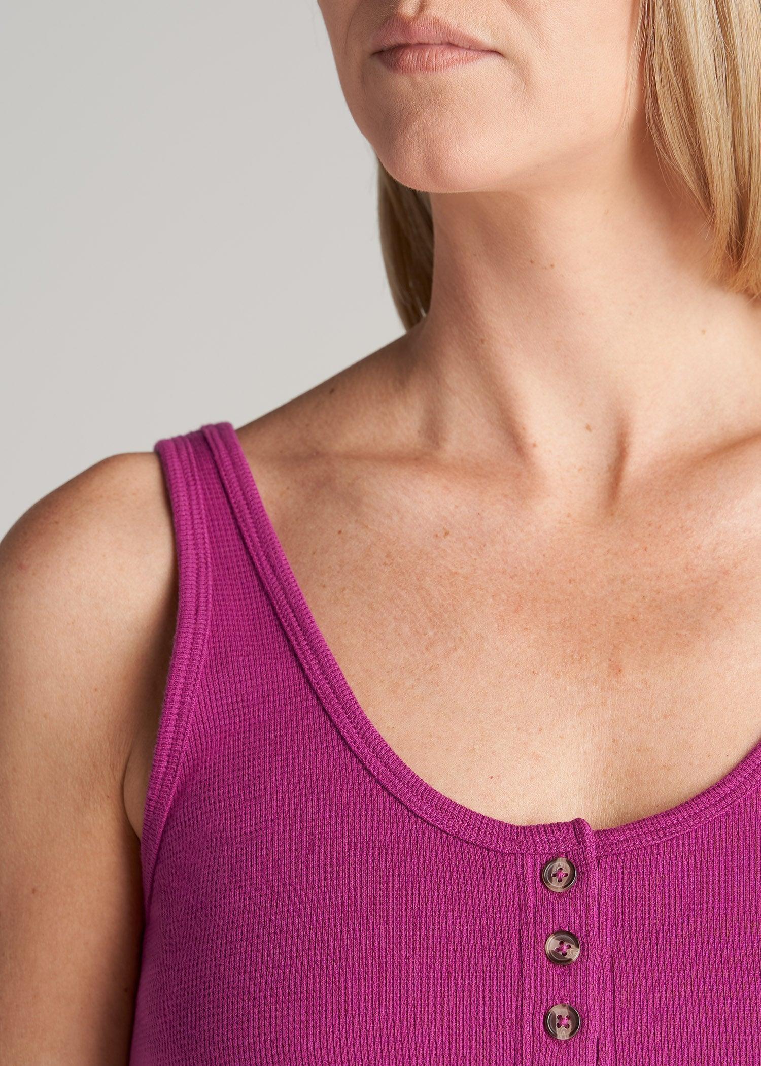 Waffle Tank Top for Tall Women in Pink Orchid Product Image