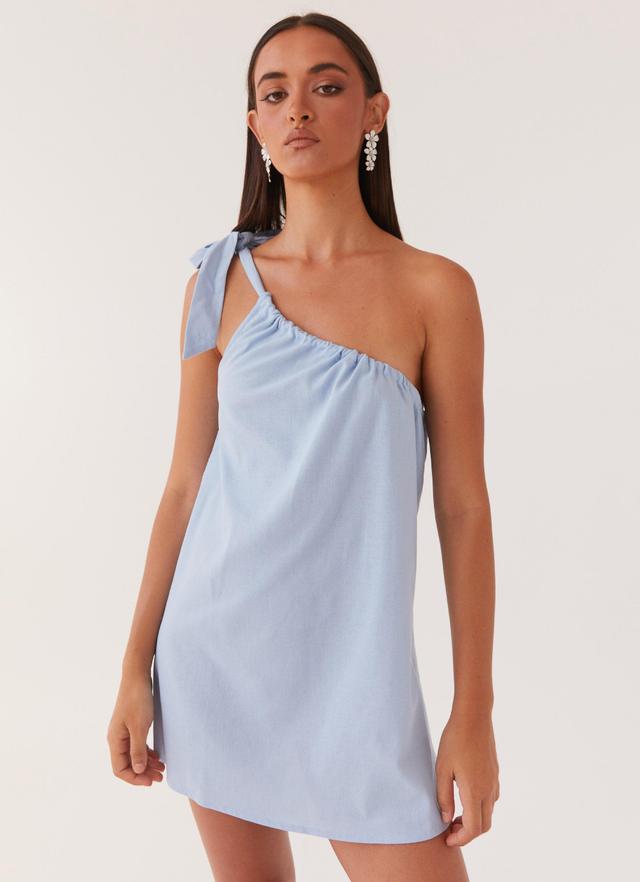 Art Of Waves Linen Mini Dress - Cerulean Product Image