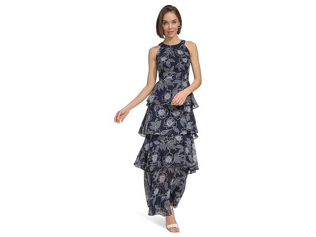 Tommy Hilfiger Womens Tiered Chiffon Maxi Dress - Sky Capt Product Image