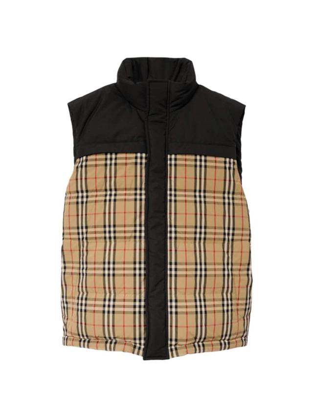 Check Panel Reversible Gilet In Archive Beige Check Product Image