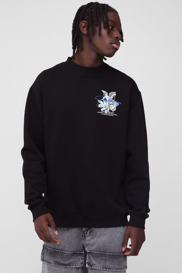 Oversized Boohooman Renaissance Graphic Sweatshirt | boohooMAN USA Product Image