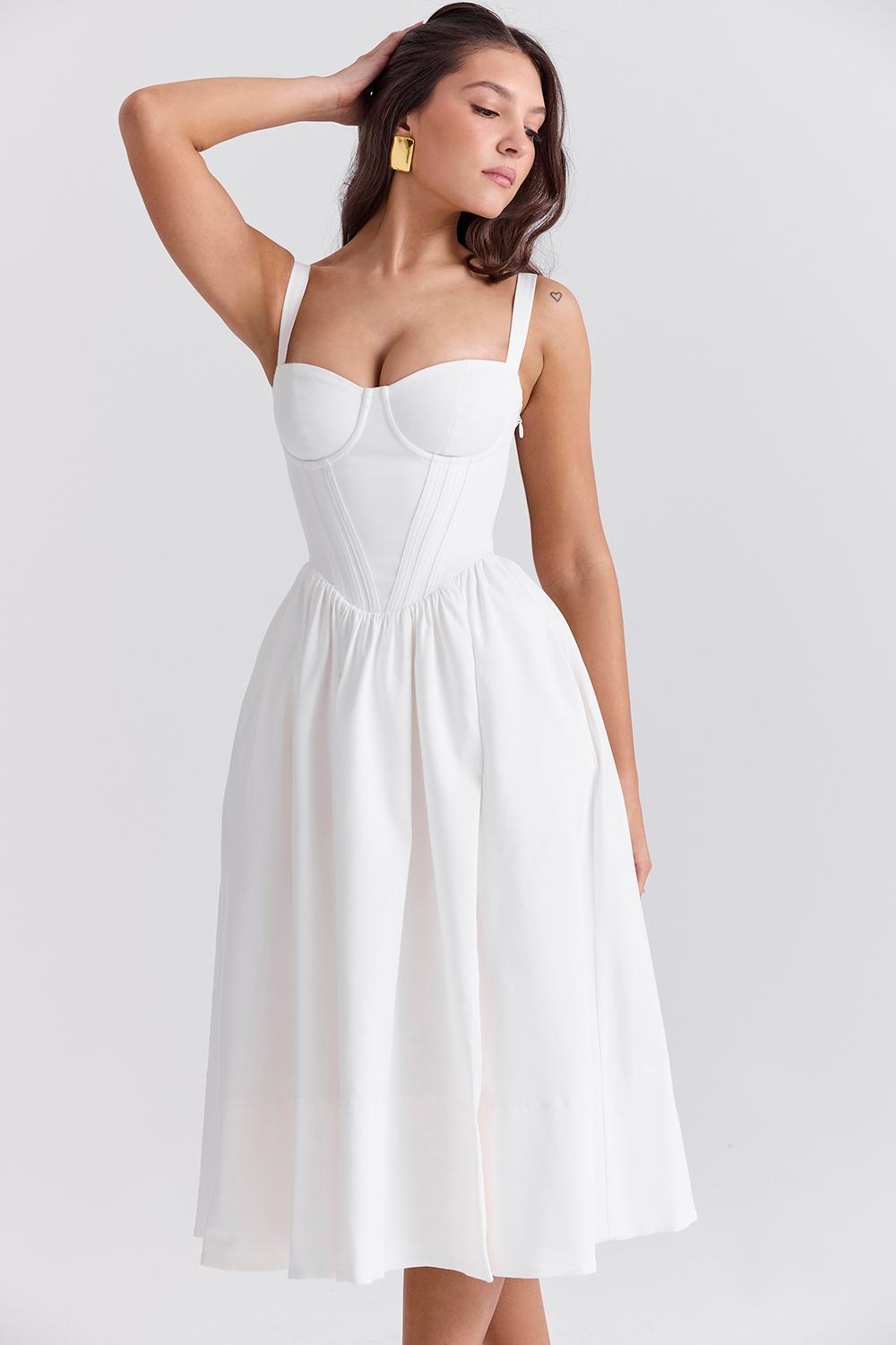 Kelly White Corset Midi Sundress Product Image