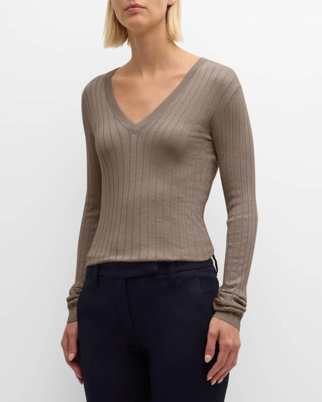 Cashmere-Blend Lurex Ribbed Knit Top Product Image