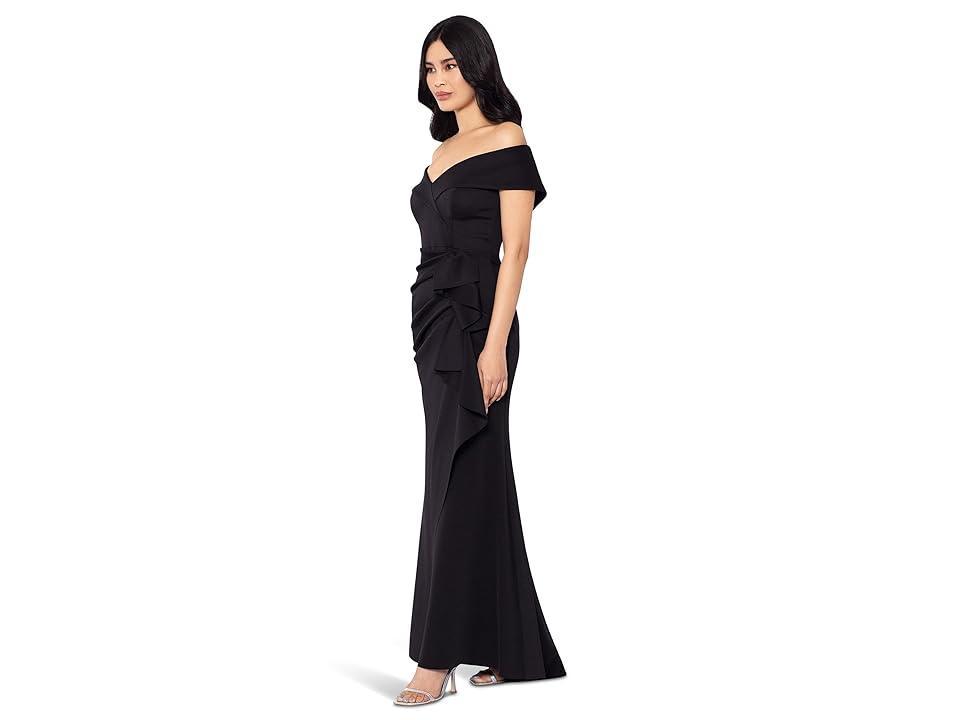 XSCAPE Long Over-the-Shoulder Ruffle Women's Clothing Product Image