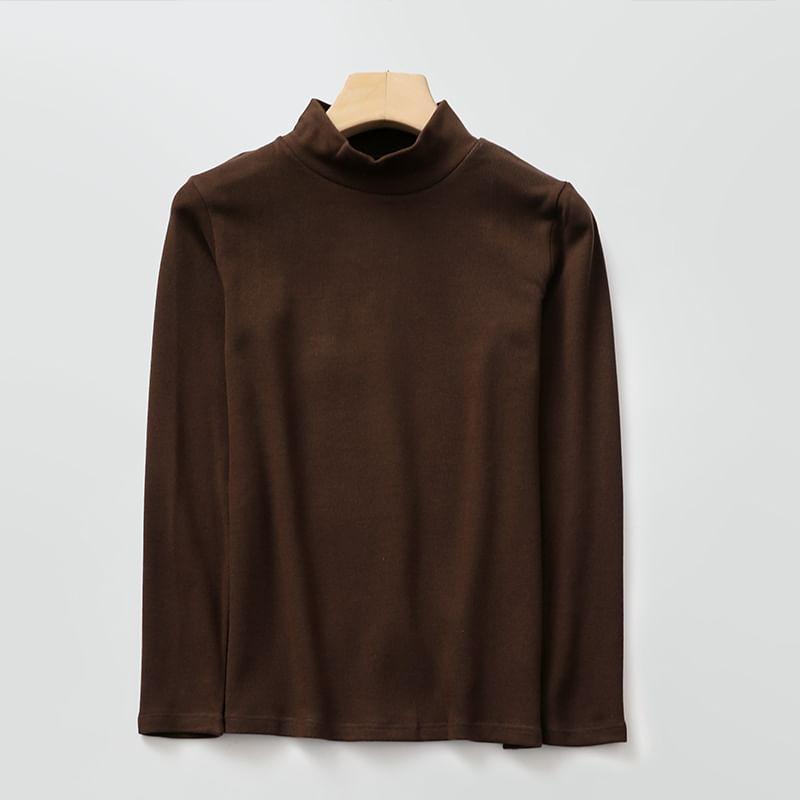 Long Sleeve Mock Neck Plain Top Product Image