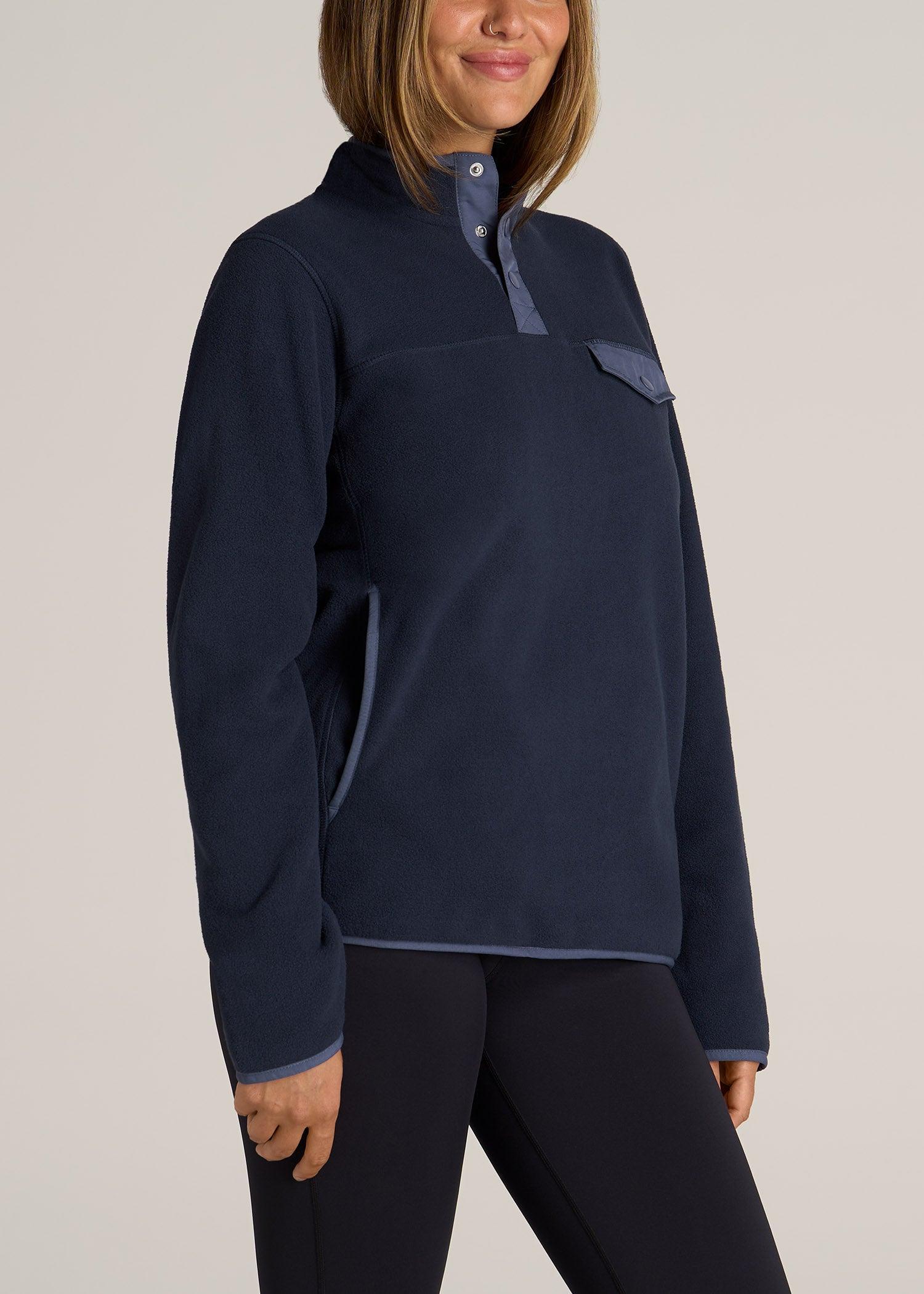 Polar Fleece 3-Snap Pullover Sweater for Tall Women in Regal Blue Product Image