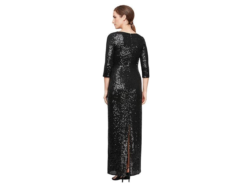 Alex Evenings Long Sequin Column Dress with Knot Front Detail Women's Dress Product Image