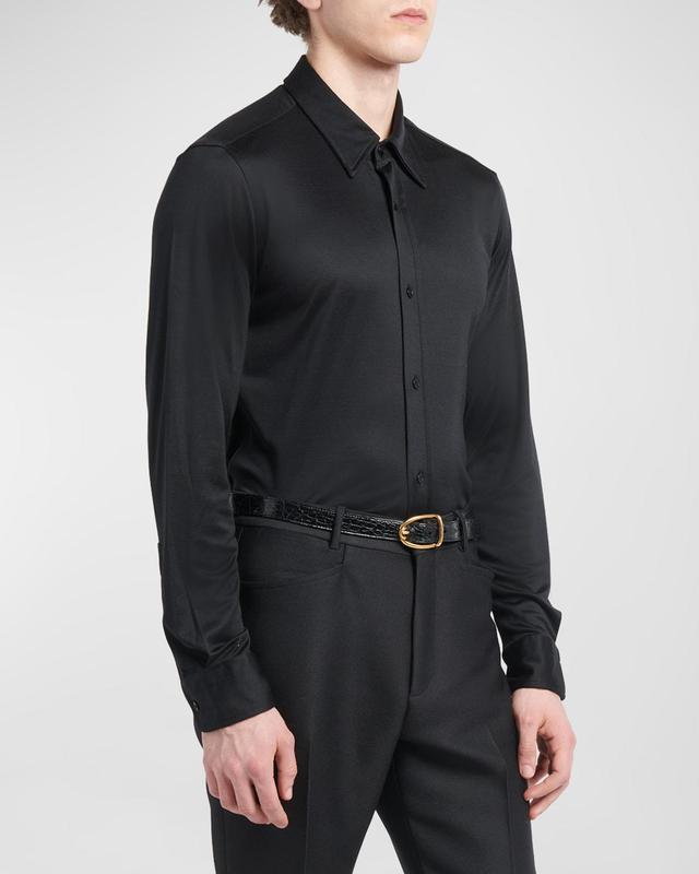 Mens Solid Silk Sport Shirt Product Image