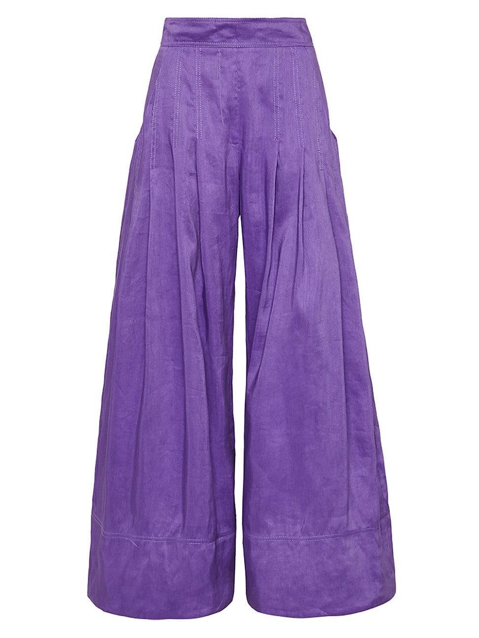 Womens Equinox Pleated Linen-Blend Wide Palazzo Pants Product Image