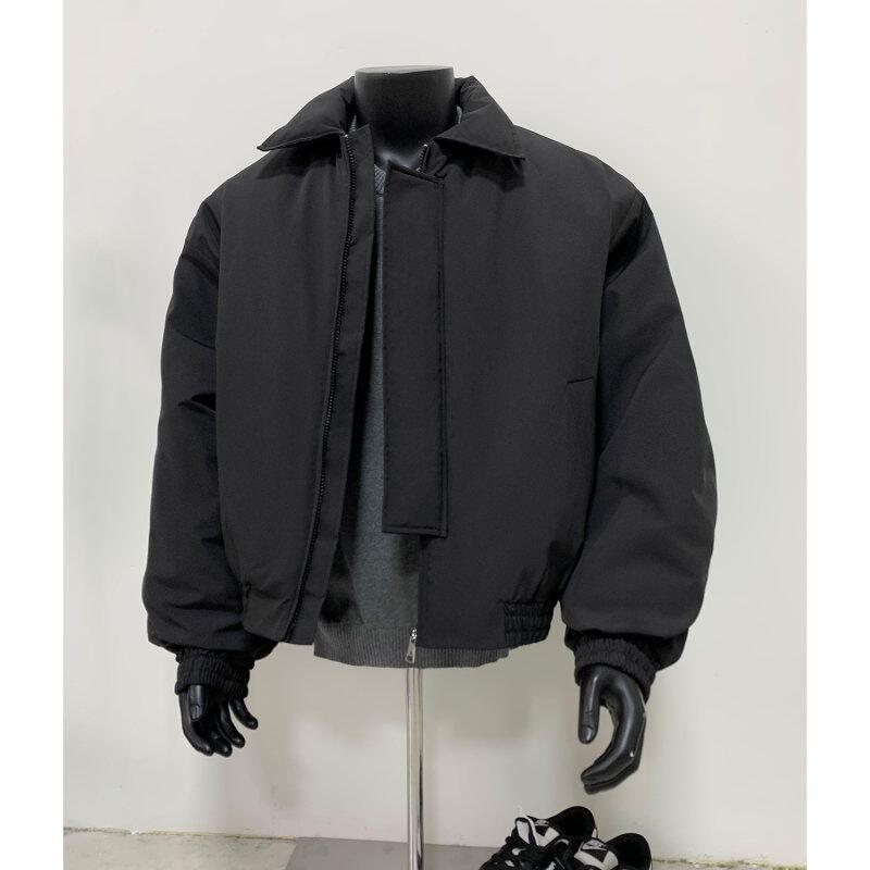 Collared Plain Zip-Up Bomber Jacket Product Image