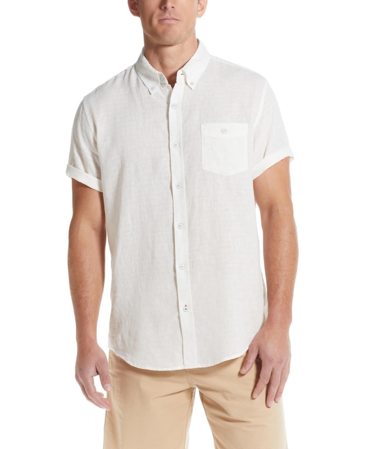 Weatherproof Vintage Mens Linen Cotton Slub Short Sleeve Button Down Shirt Product Image