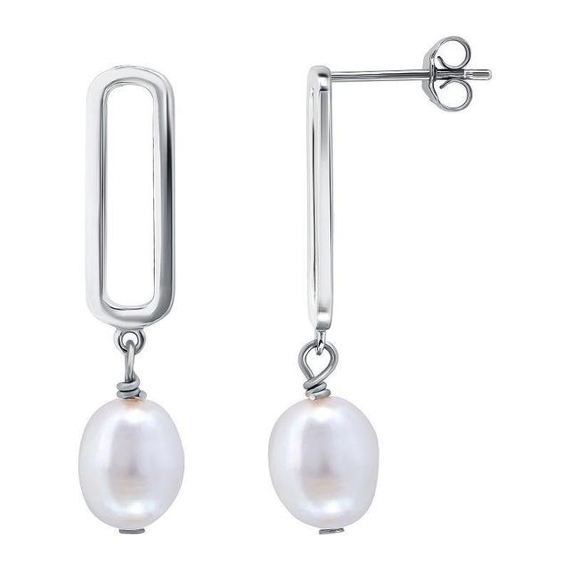 Aleure Precioso Sterling Silver Freshwater Cultured Pearl Drop Earrings, Womens, Silver Tone Product Image