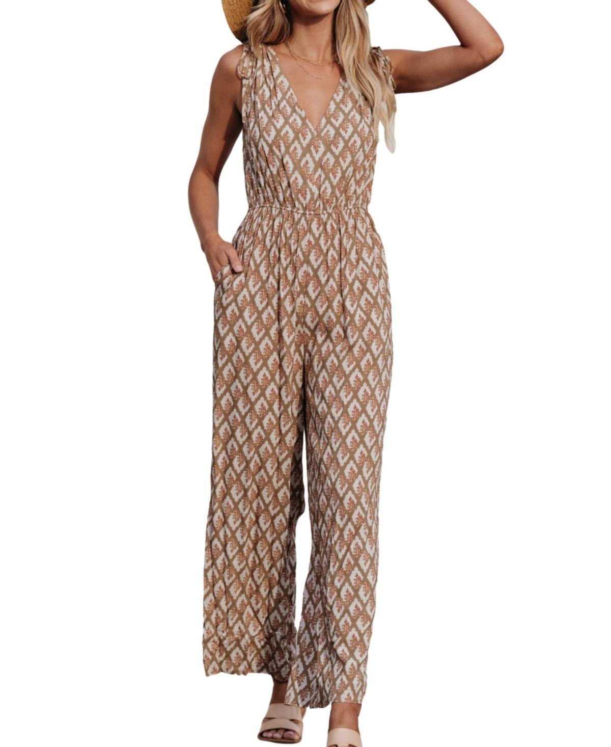 Cupshe Womens Diamond Ditsy Wide Leg Jumpsuit Product Image