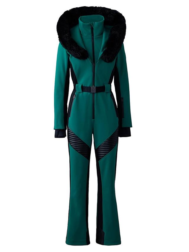 Womens Elle Belted Shearling-Trimmed Shell Ski Suit Product Image