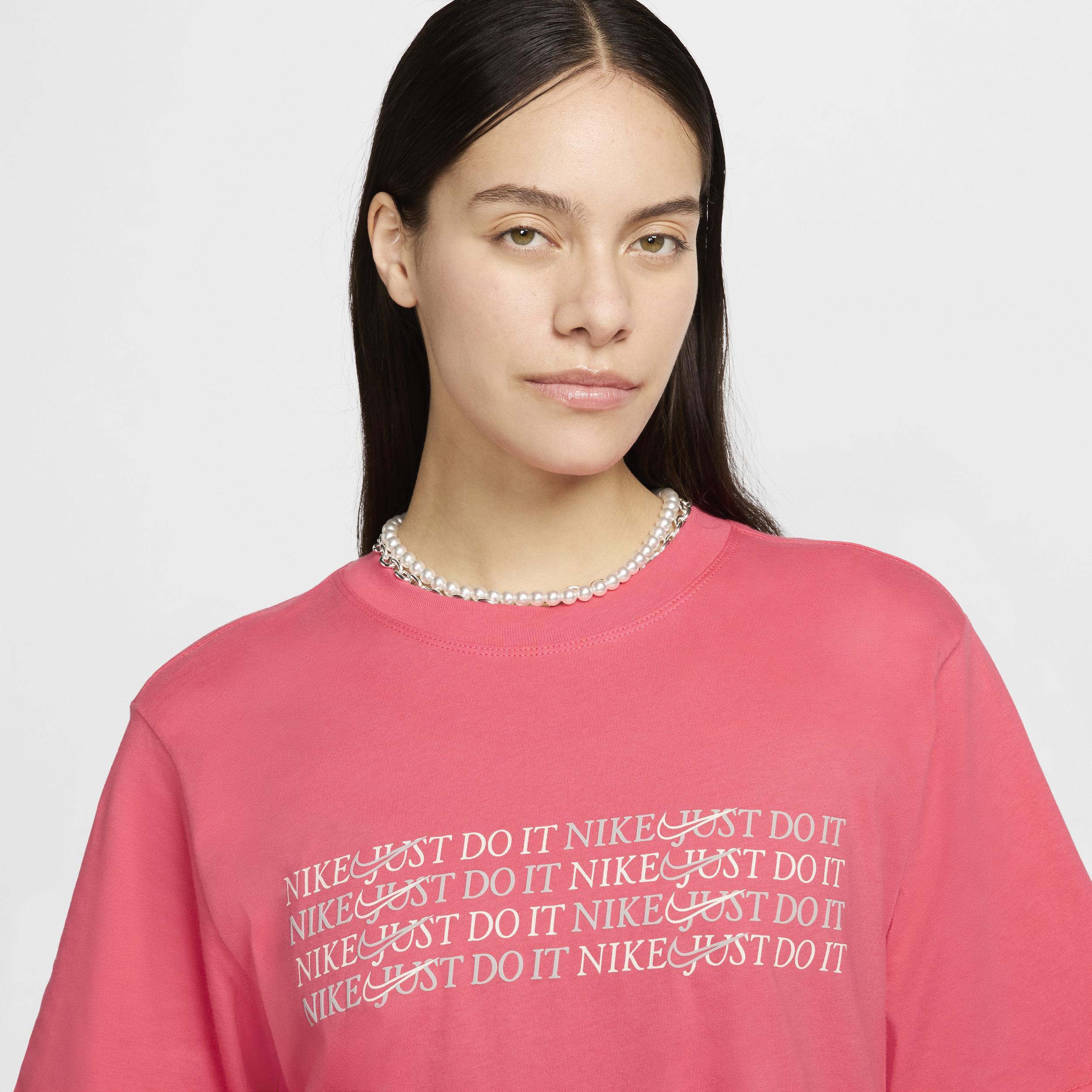 Nike Womens Sportswear Cotton Logo Crewneck T-Shirt - Aster Pink Product Image