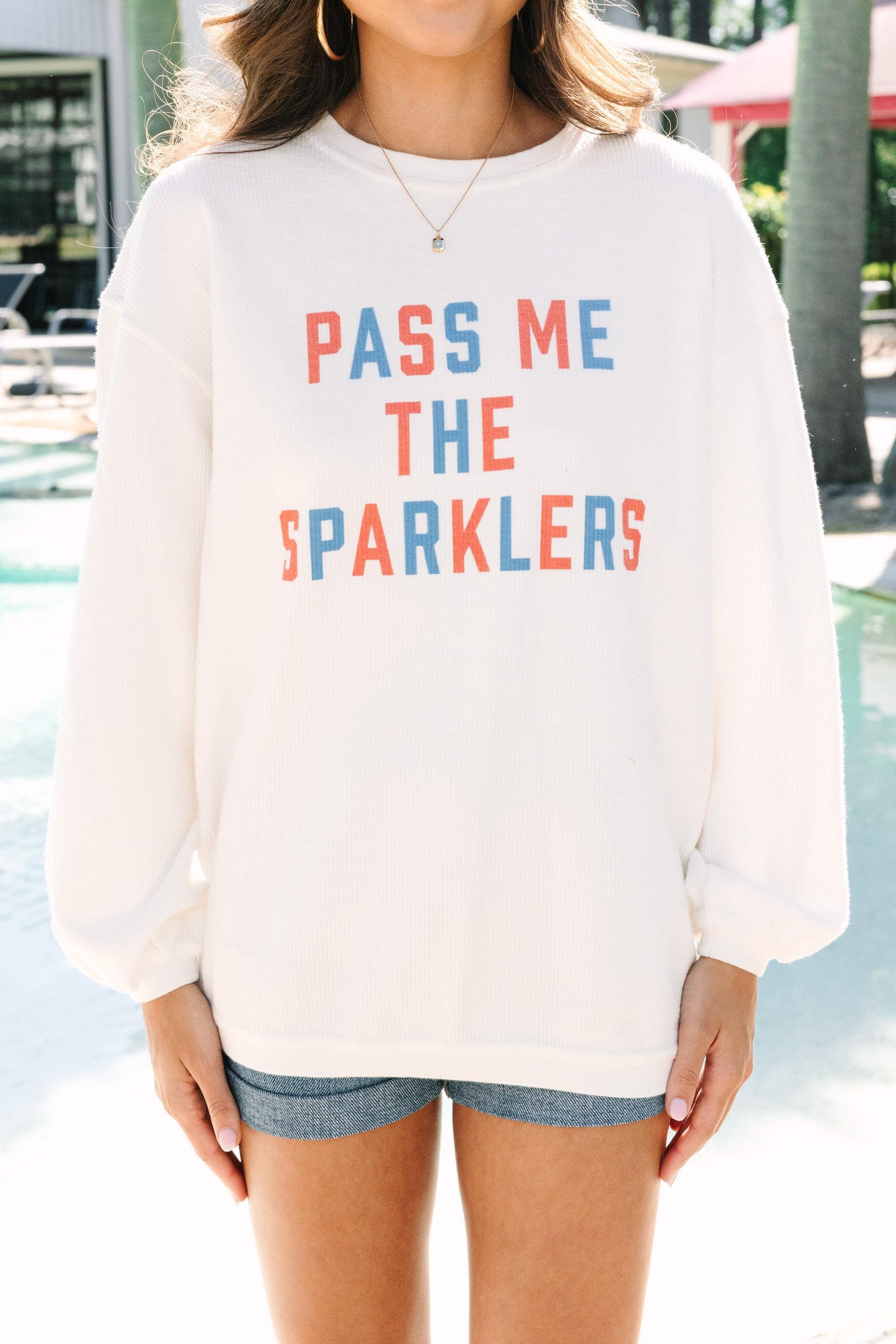 Pass Me The Sparklers White Graphic Corded Sweatshirt Female Product Image