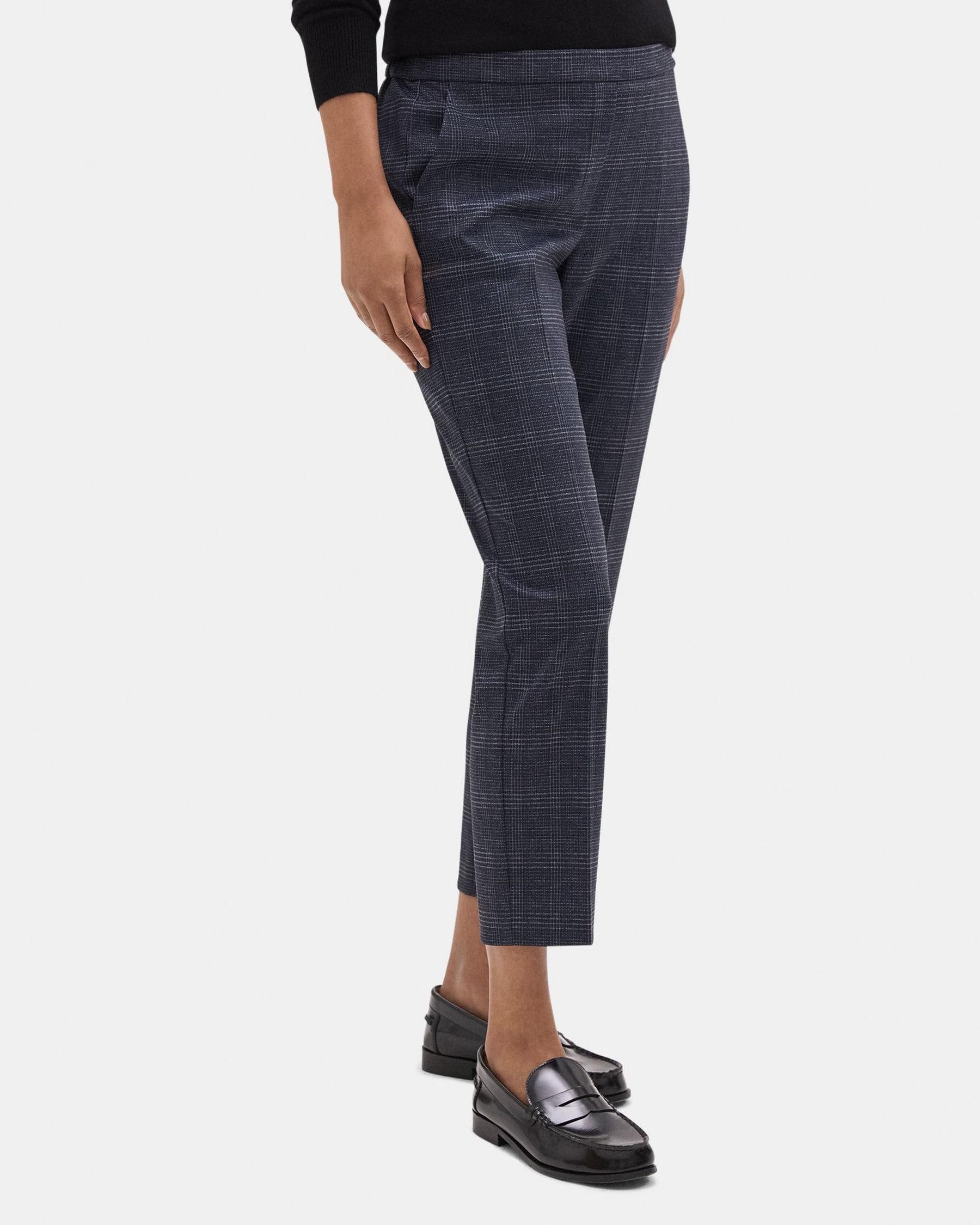 Slim Cropped Pull-On Pant in Plaid Knit Product Image