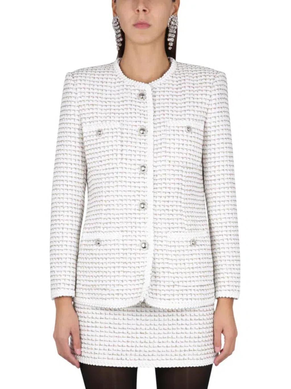 ALESSANDRA RICH Tweed Jacket In White Product Image