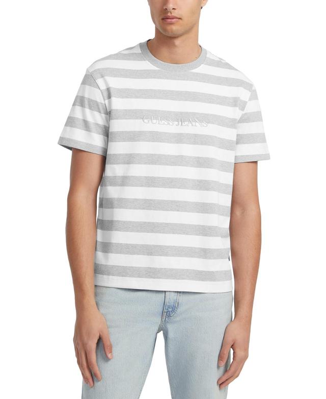 Guess Jeans by Guess Mens Regular-Fit Stripe Embroidered Logo Graphic T-Shirt Product Image