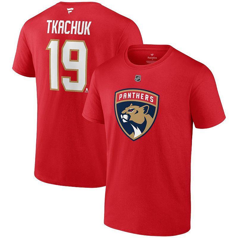 Mens Fanatics Branded Matthew Tkachuk Red Florida Panthers Authentic Stack Name & Number T-Shirt Product Image