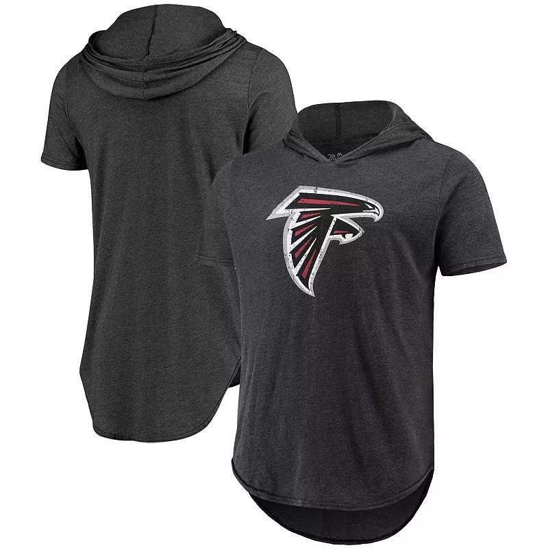 Mens Majestic Threads Black Atlanta Falcons Primary Logo Tri-Blend Hoodie T-Shirt Product Image